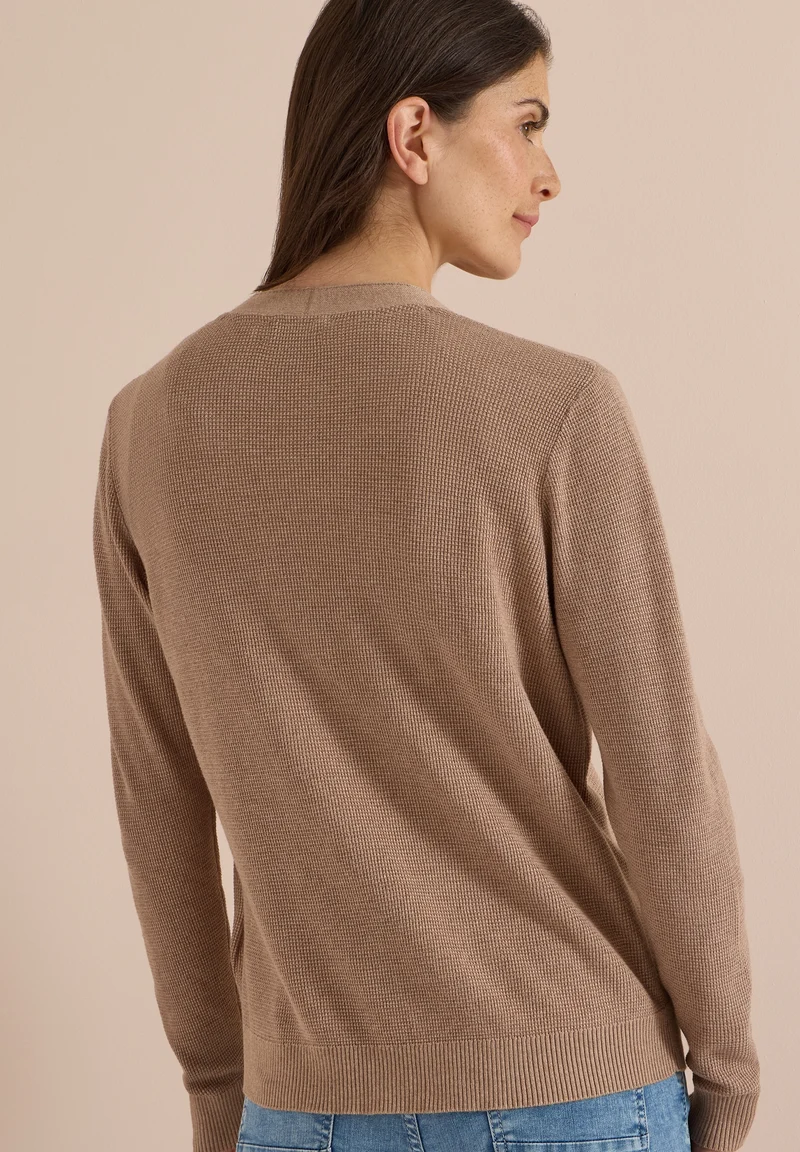 NOS_Structured V-Neck Cardigan, creamy mocha melange