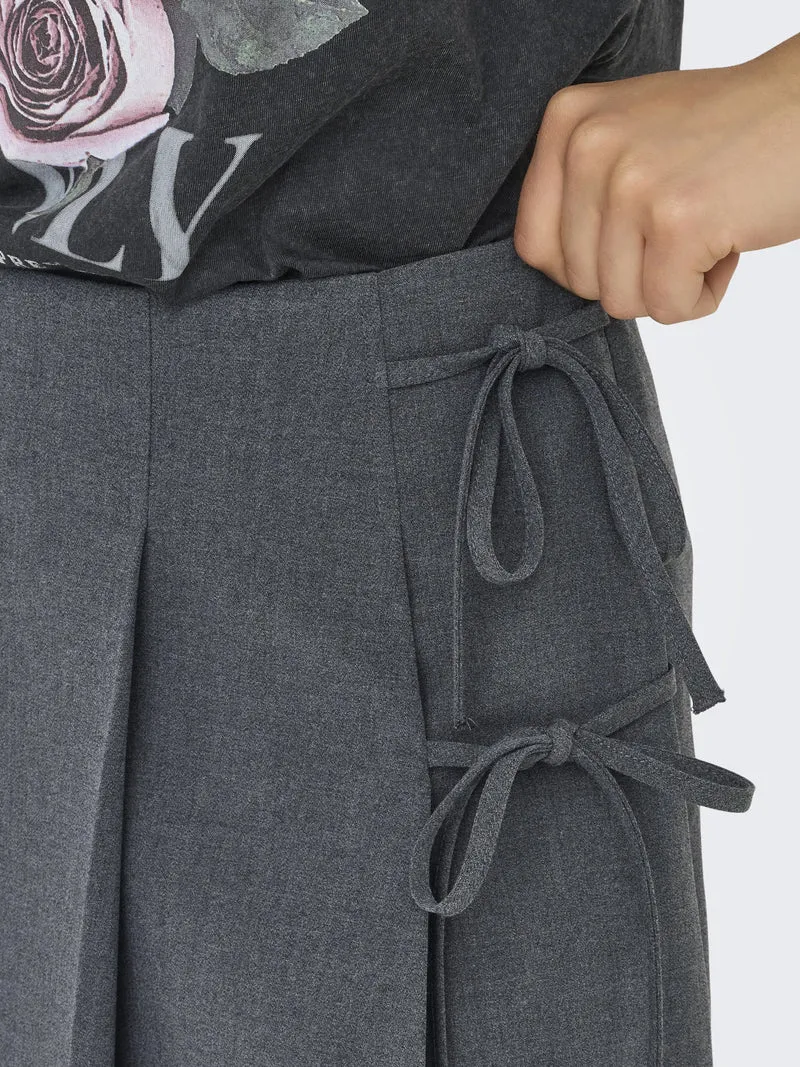 ONLMELANIE MW PLEAT TIE SKORT TLR, Dark Grey Melange