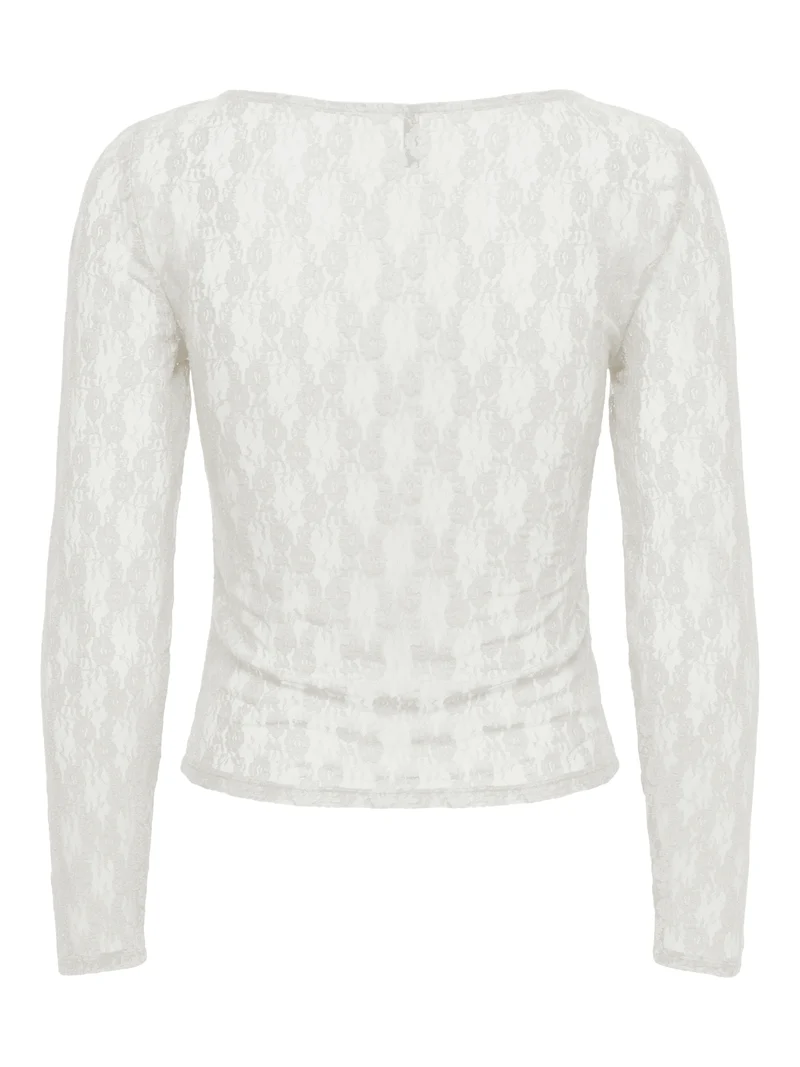 ONLNIKITA L/S BOATNECK LACE TOP BOX, Cloud Dancer