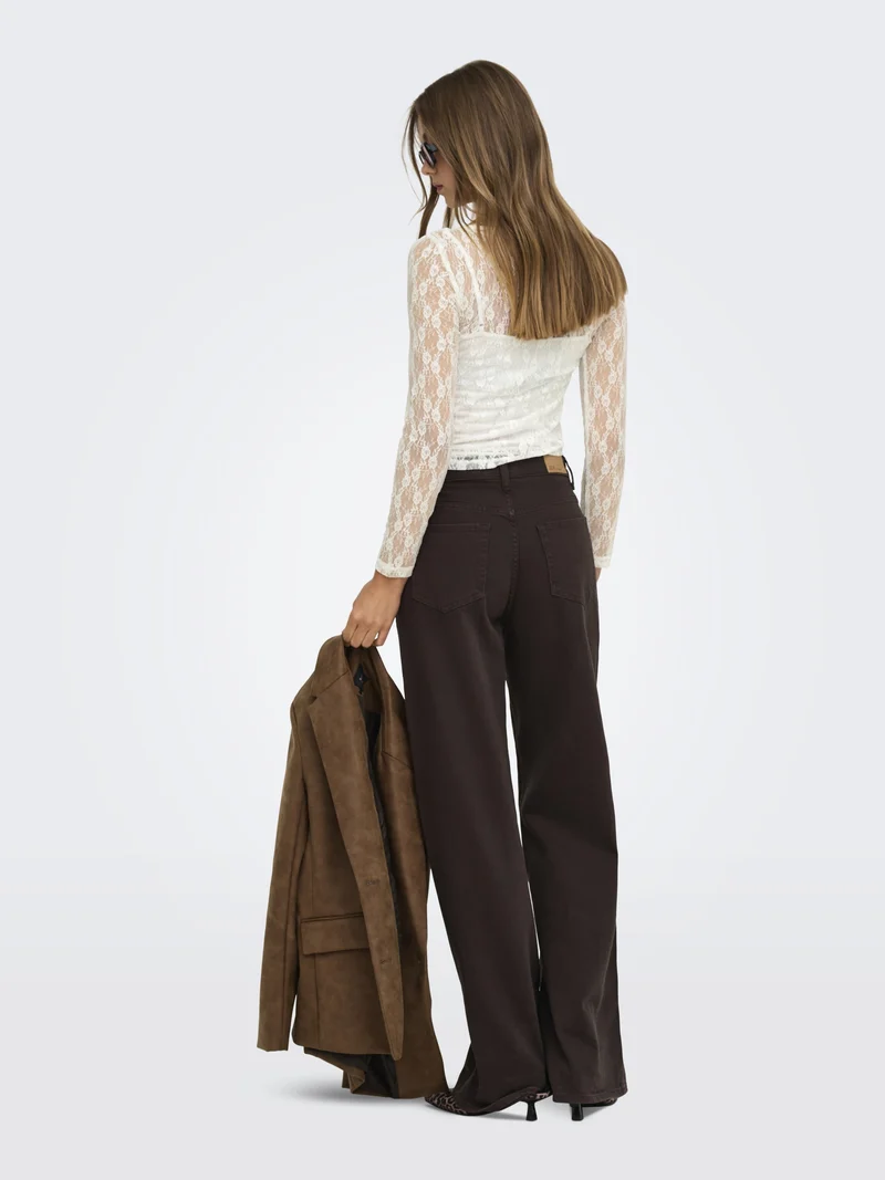 ONLNIKITA L/S BOATNECK LACE TOP BOX, Cloud Dancer