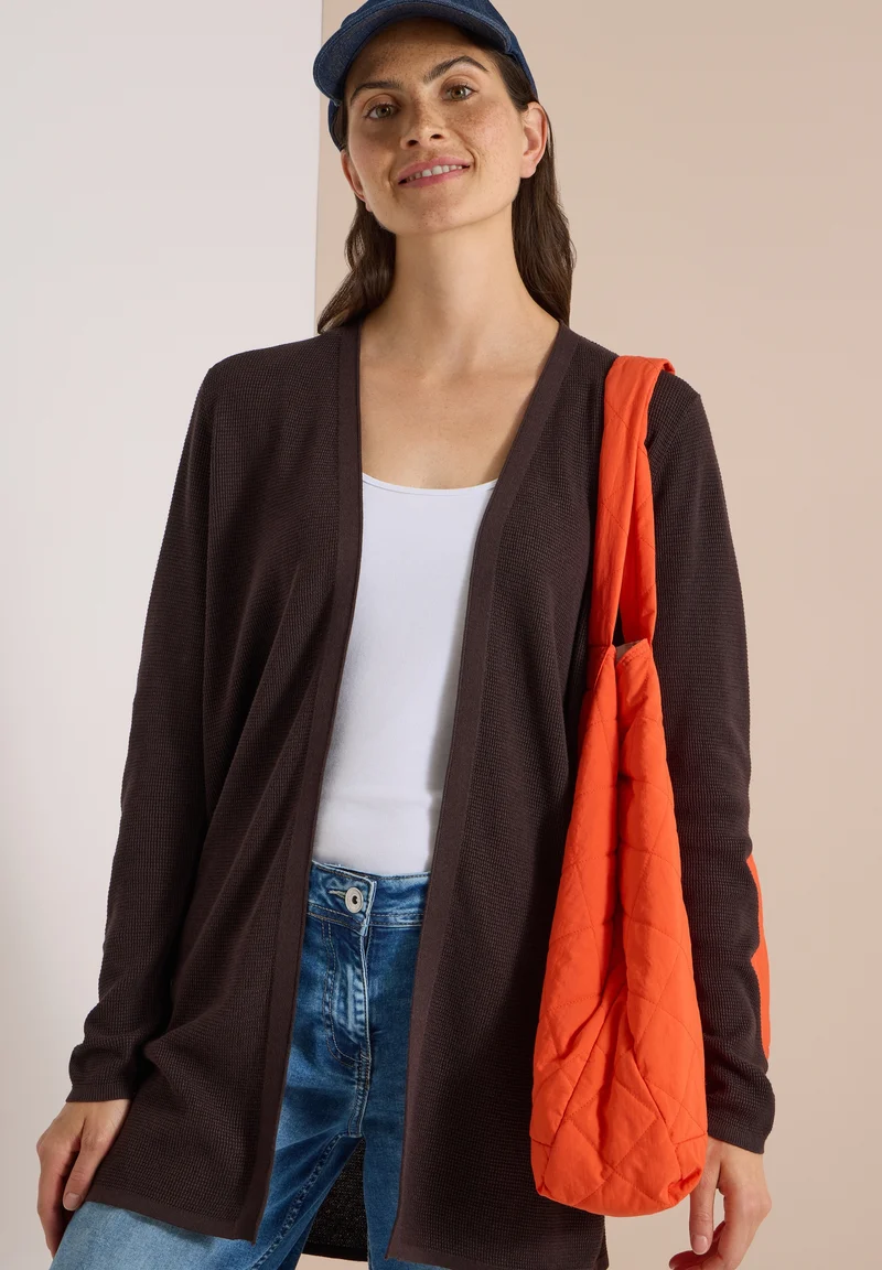 NOS_Structured Open Cardigan, truffle brown