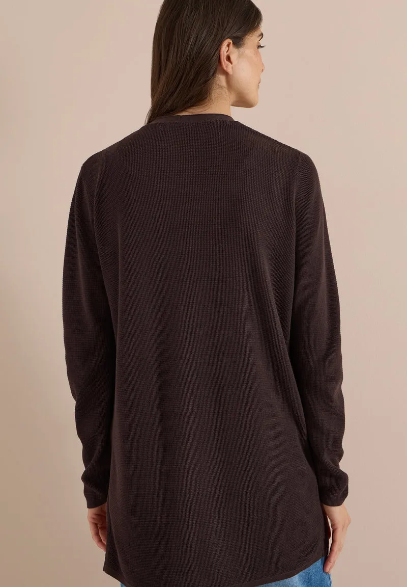 NOS_Structured Open Cardigan, truffle brown