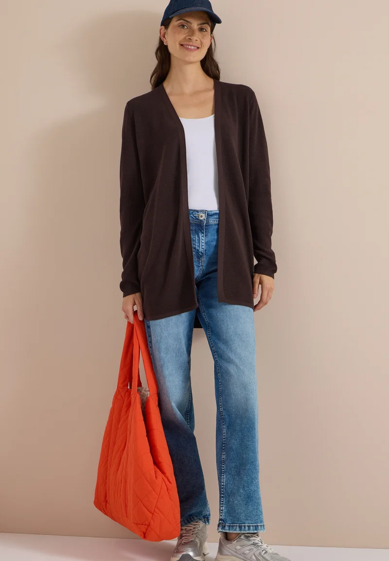 NOS_Structured Open Cardigan, truffle brown