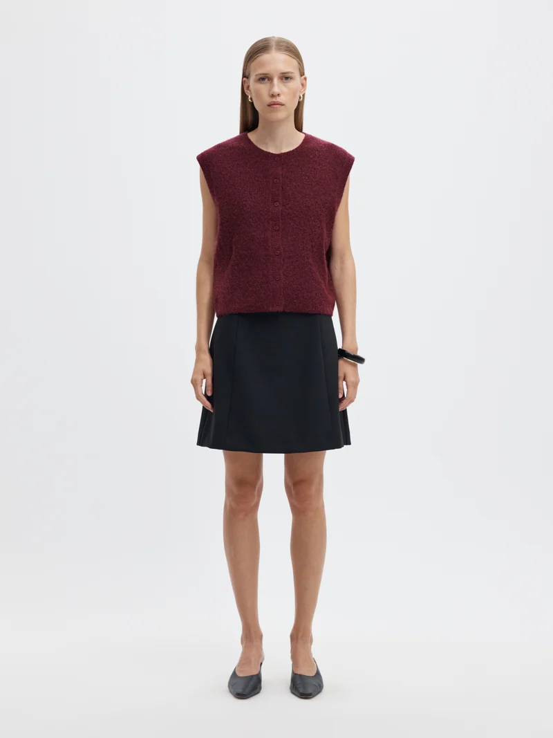 SLWLULU SL BUTTON O-NECK VEST NOOS, Tawny Port/Melange