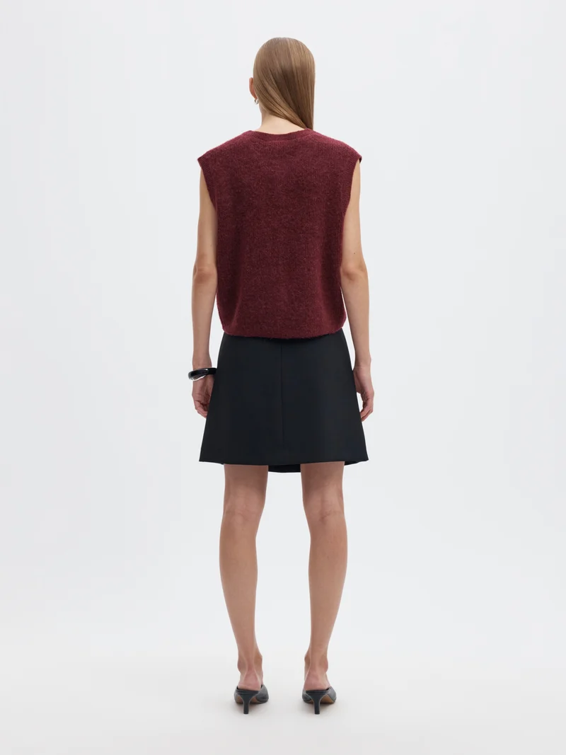SLWLULU SL BUTTON O-NECK VEST NOOS, Tawny Port/Melange
