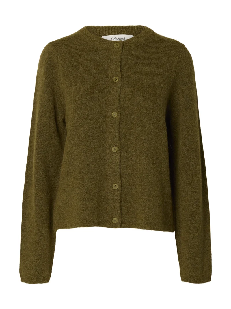 SLWLULU NEW LS KNIT CARDIGAN NOOS, Fir Green/MELANGE