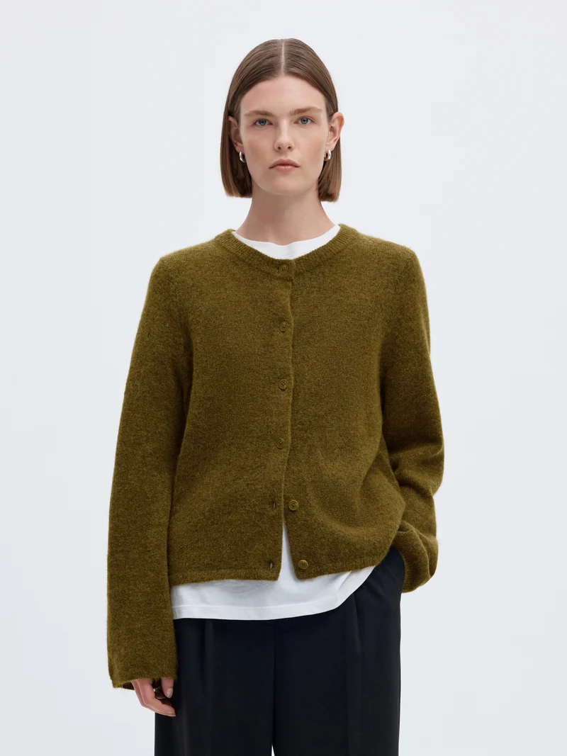 SLWLULU NEW LS KNIT CARDIGAN NOOS, Fir Green/MELANGE