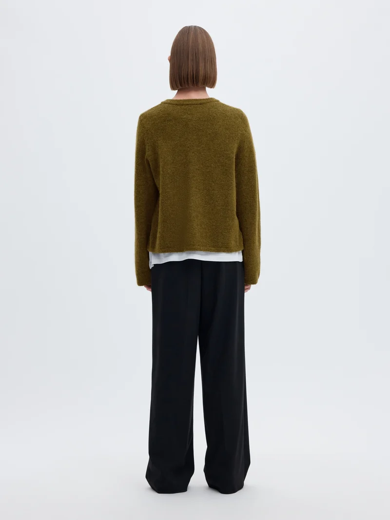 SLWLULU NEW LS KNIT CARDIGAN NOOS, Fir Green/MELANGE