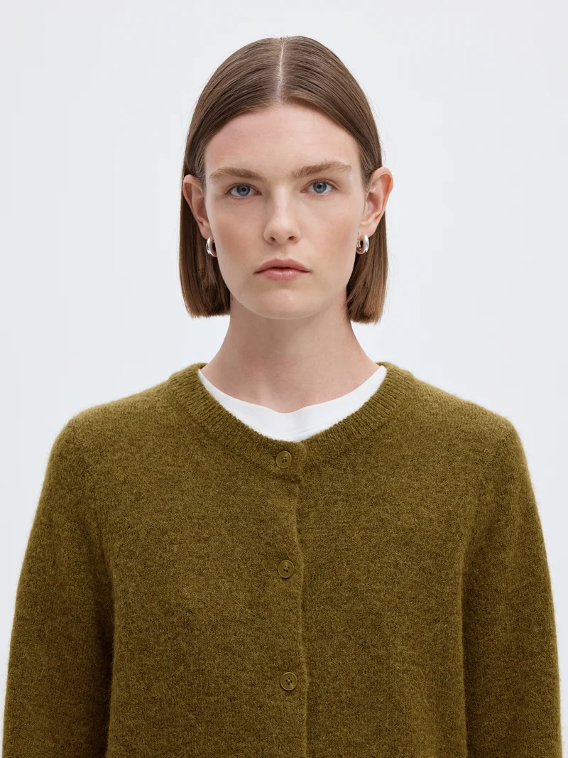 SLWLULU NEW LS KNIT CARDIGAN NOOS, Fir Green/MELANGE
