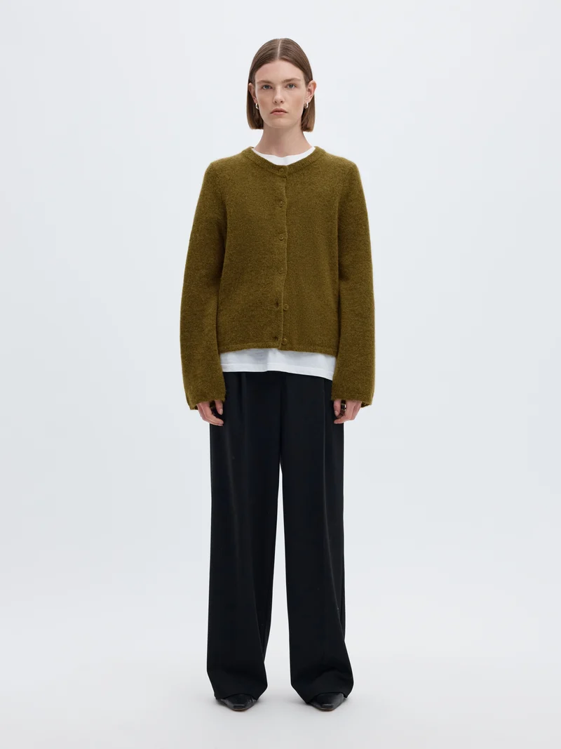 SLWLULU NEW LS KNIT CARDIGAN NOOS, Fir Green/MELANGE