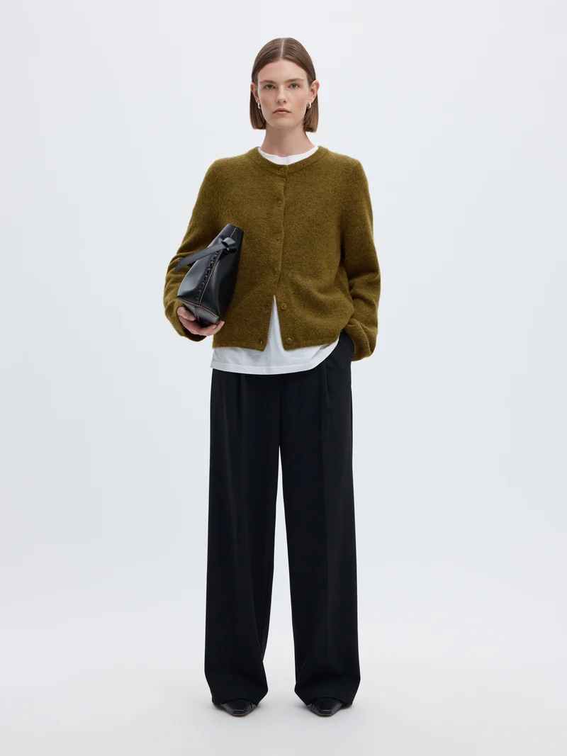 SLWLULU NEW LS KNIT CARDIGAN NOOS, Fir Green/MELANGE