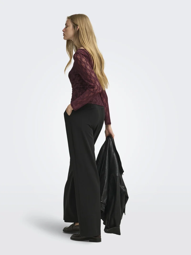 ONLNIKITA L/S BOATNECK LACE TOP BOX, Decadent Chocolate
