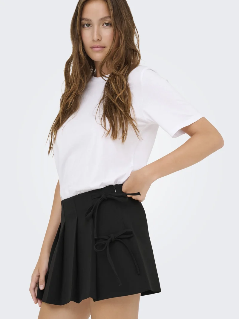 ONLMELANIE MW PLEAT TIE SKORT TLR, Black