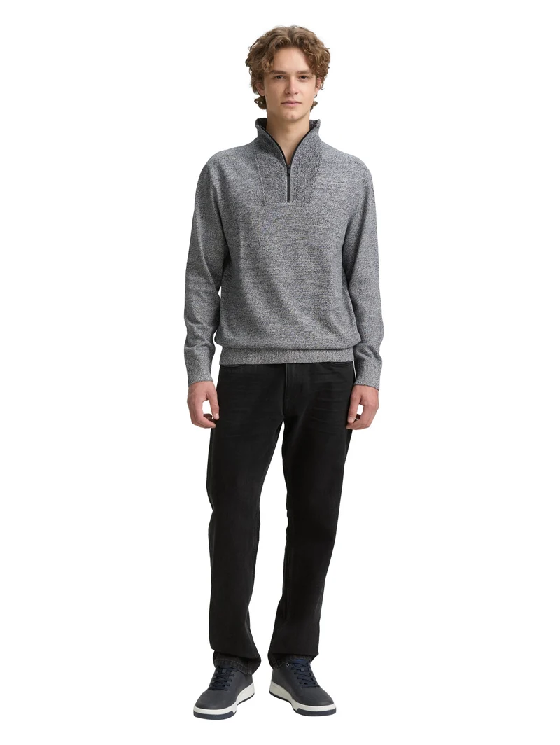 basic knitted troyer, navy white mouline