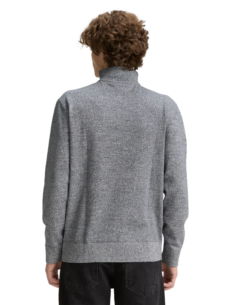 basic knitted troyer, navy white mouline