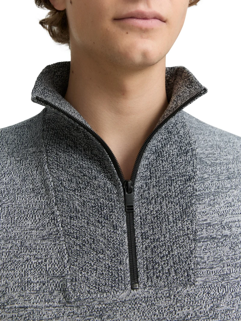 basic knitted troyer, navy white mouline