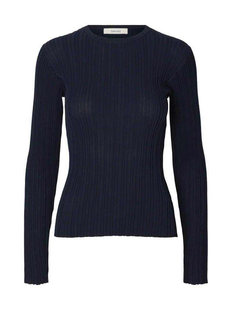 SLWTOLEDO LS KNIT STRUCTURE O-NECK, Dark Sapphire