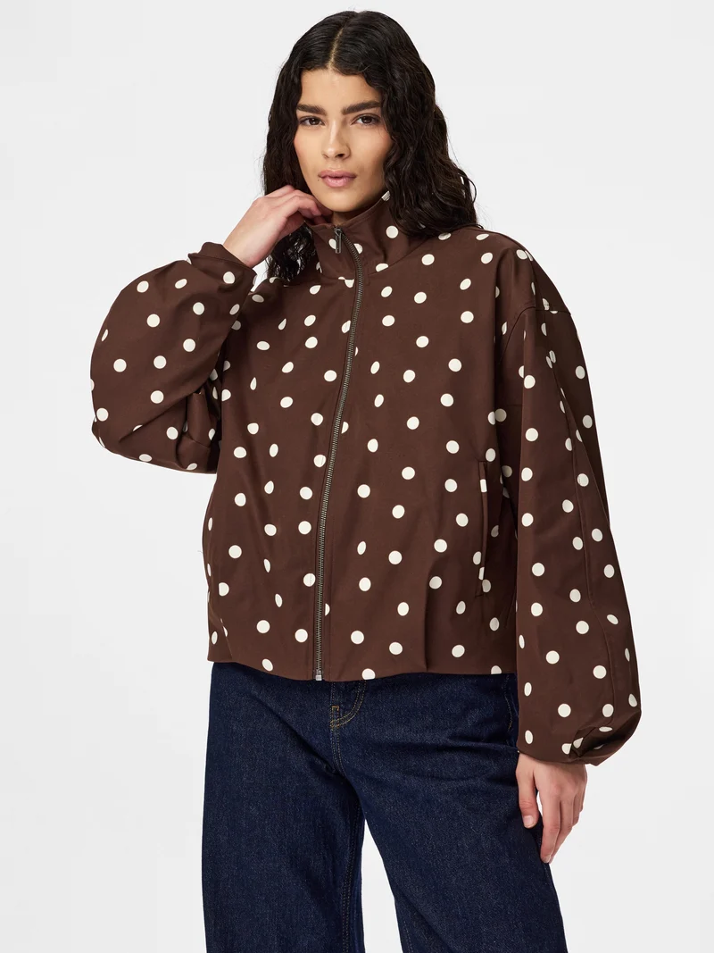 PCELISABETH BOMBER JACKET, Chicory Coffee/Cloud dancer