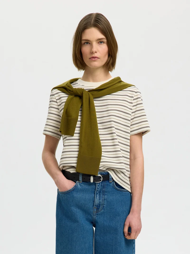 SLWESSENTIAL SS STRIPED BOXY TEE NO, Delicioso/MULTI STRIPES
