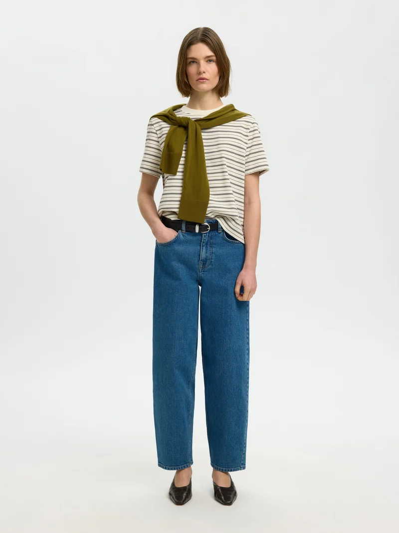 SLWESSENTIAL SS STRIPED BOXY TEE NO, Delicioso/MULTI STRIPES
