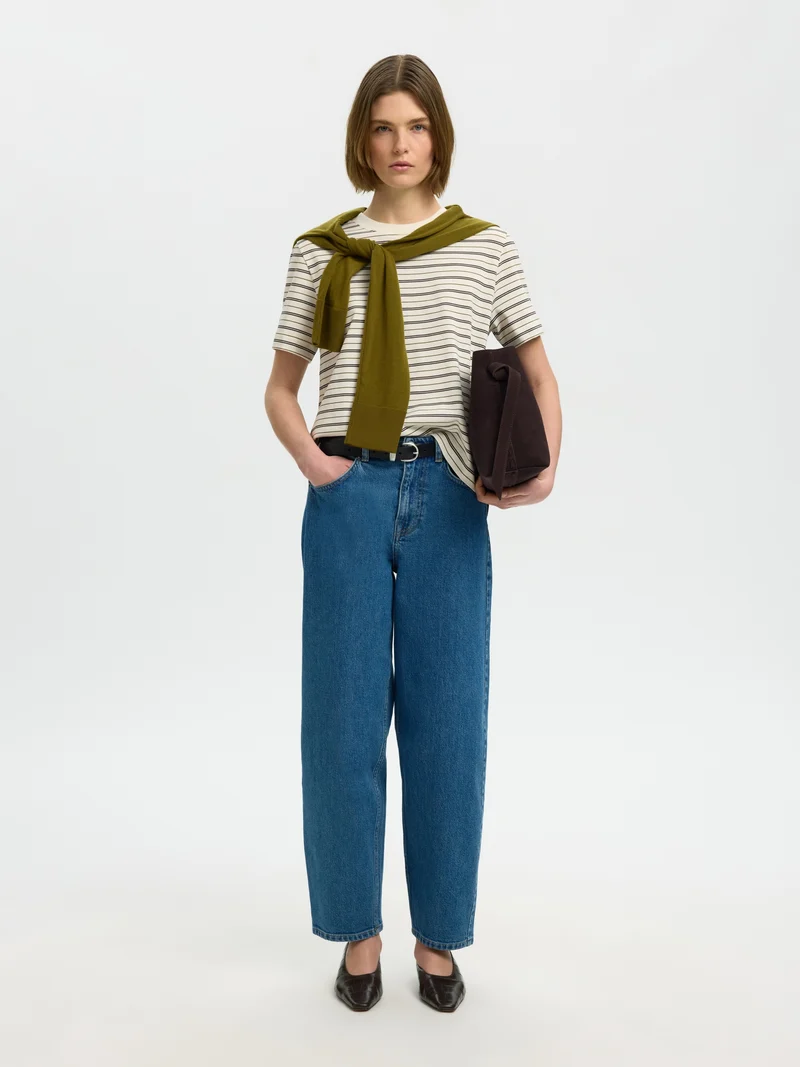 SLWESSENTIAL SS STRIPED BOXY TEE NO, Delicioso/MULTI STRIPES