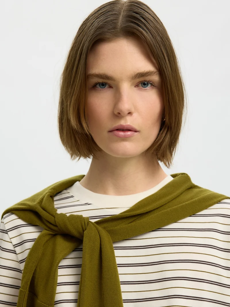 SLWESSENTIAL SS STRIPED BOXY TEE NO, Delicioso/MULTI STRIPES