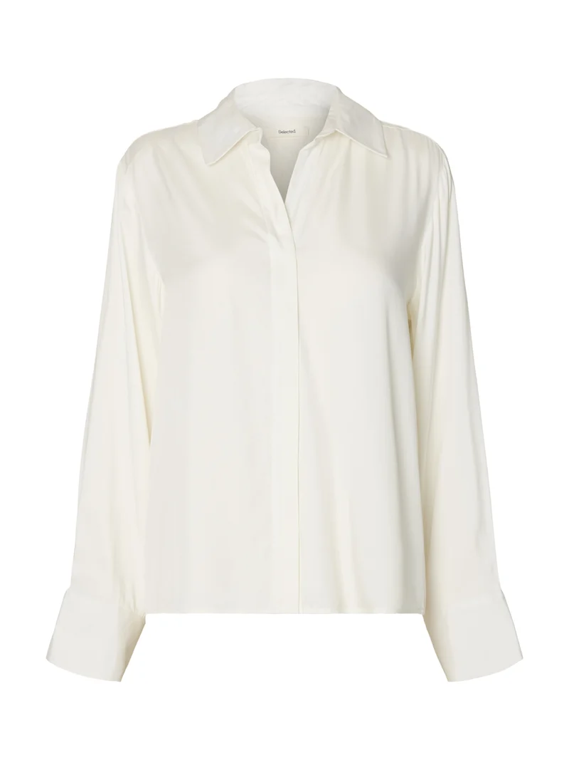 SLWJONNA REG LS OPEN COLLAR SHIRT N, Egret