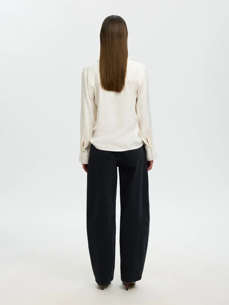 SLWJONNA REG LS OPEN COLLAR SHIRT N, Egret