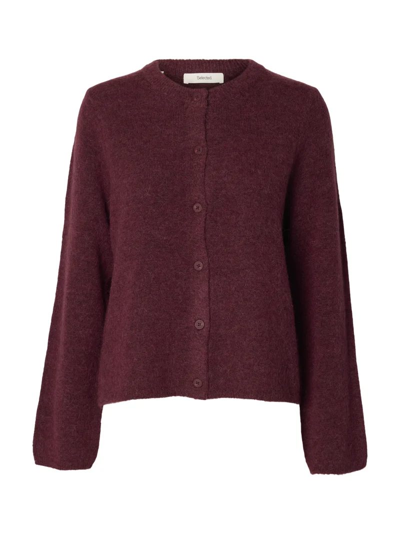 SLWLULU NEW LS KNIT CARDIGAN NOOS, Tawny Port/MELANGE