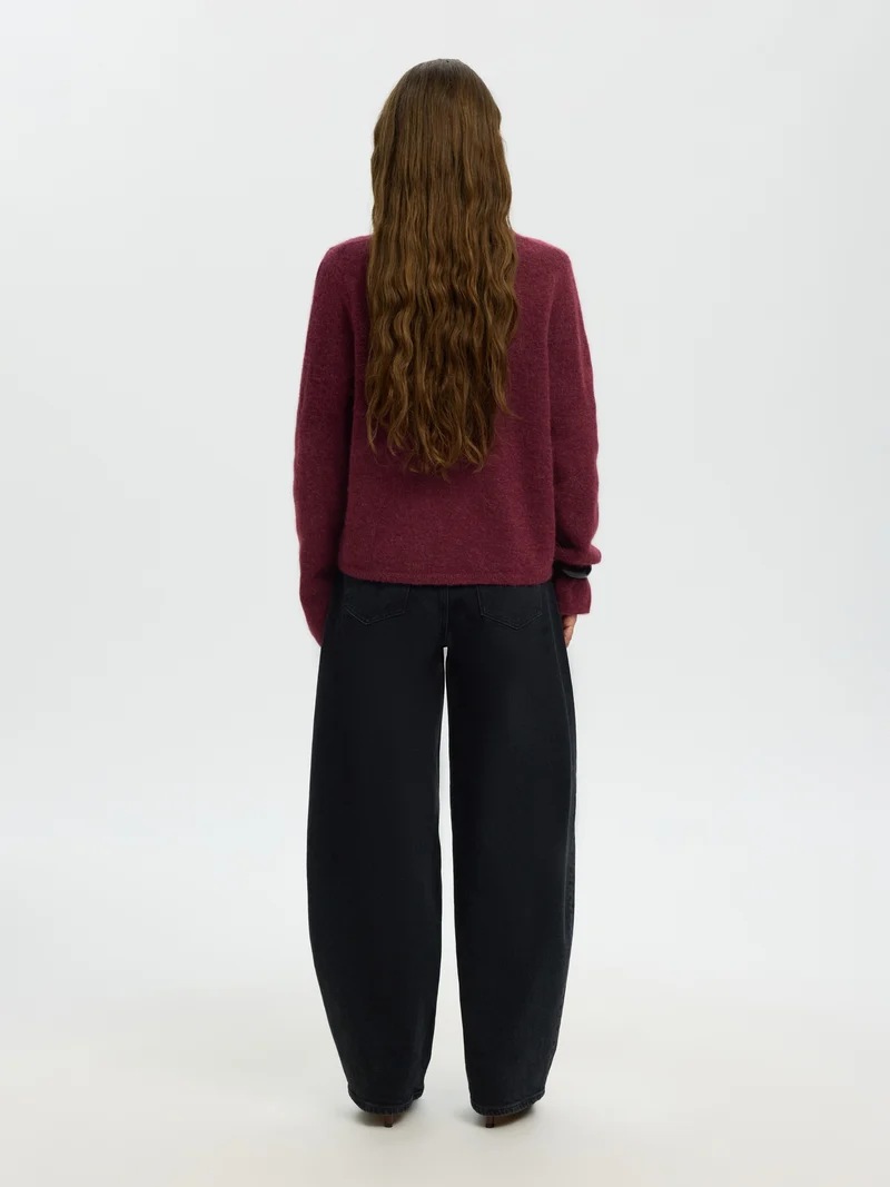 SLWLULU NEW LS KNIT CARDIGAN NOOS, Tawny Port/MELANGE