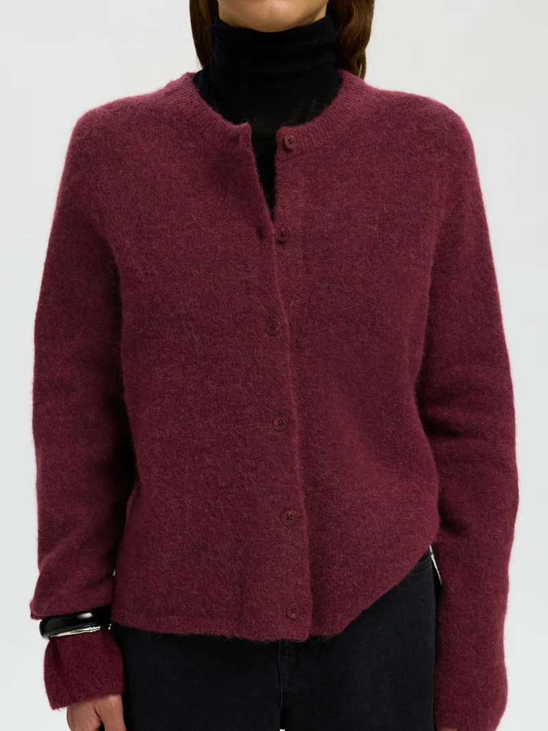 SLWLULU NEW LS KNIT CARDIGAN NOOS, Tawny Port/MELANGE