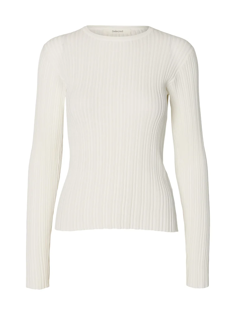 SLWTOLEDO LS KNIT STRUCTURE O-NECK, Snow White