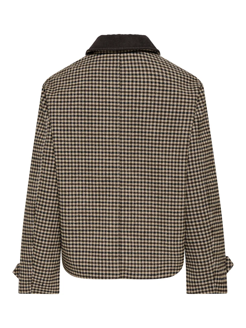 JDYVALERIE CHECK JACKET OTW YFM, Iced Coffee/BLACK AND CHOCOLATE TOR