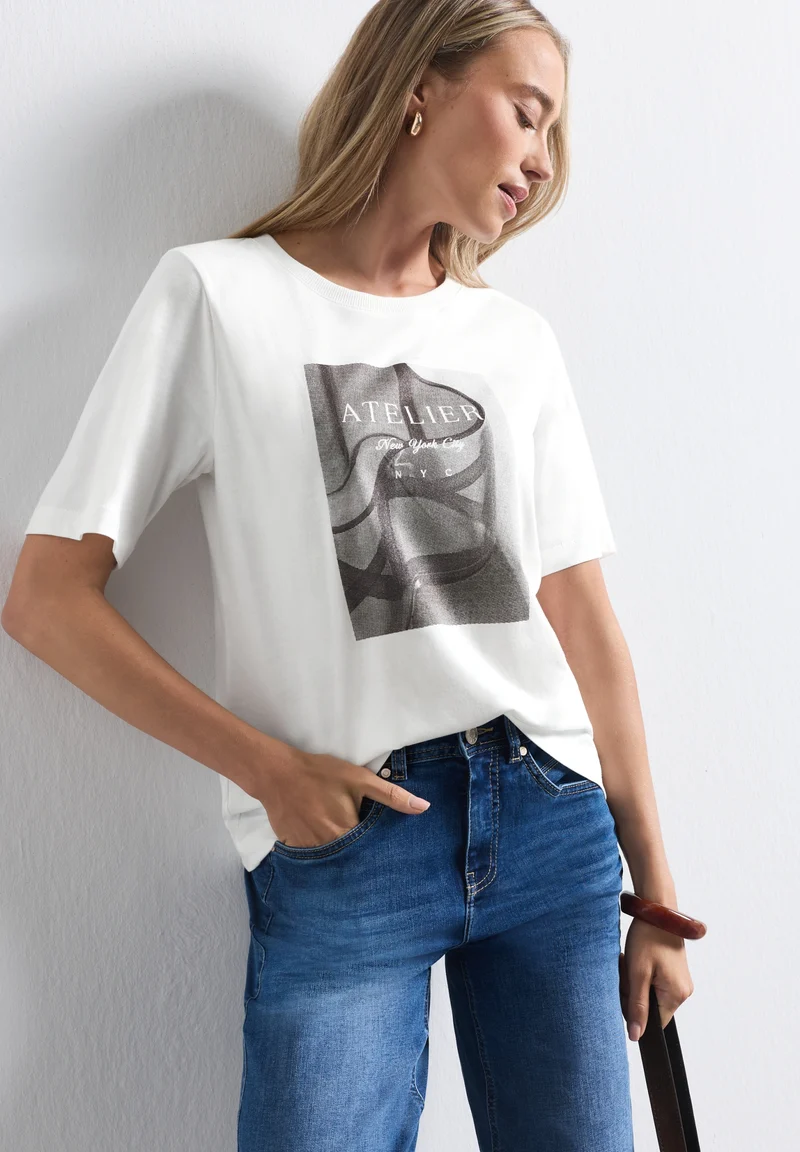 photo print shirt, off white