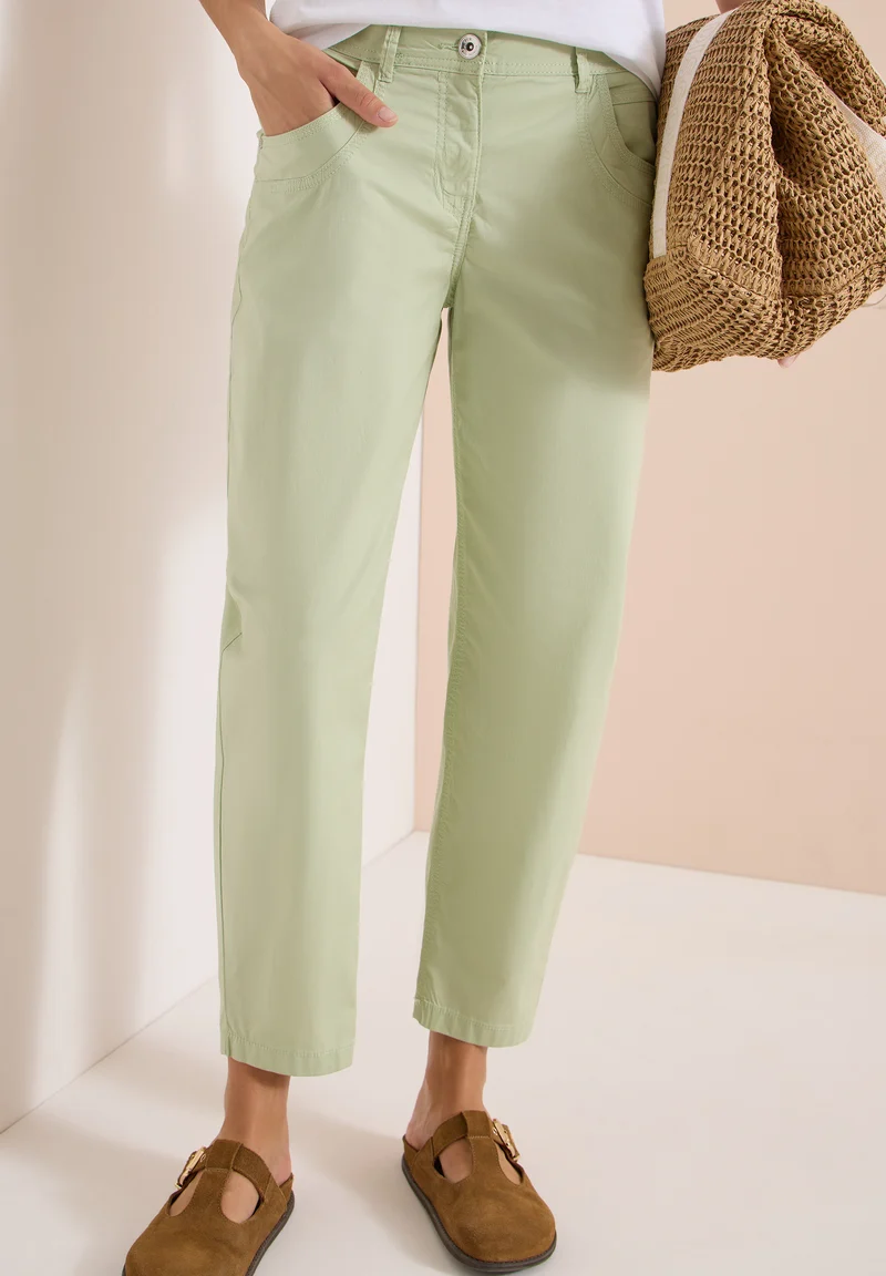 CECIL - Barrel Leg Hose in Papertouch Qualität - Farbe: raw matcha lime