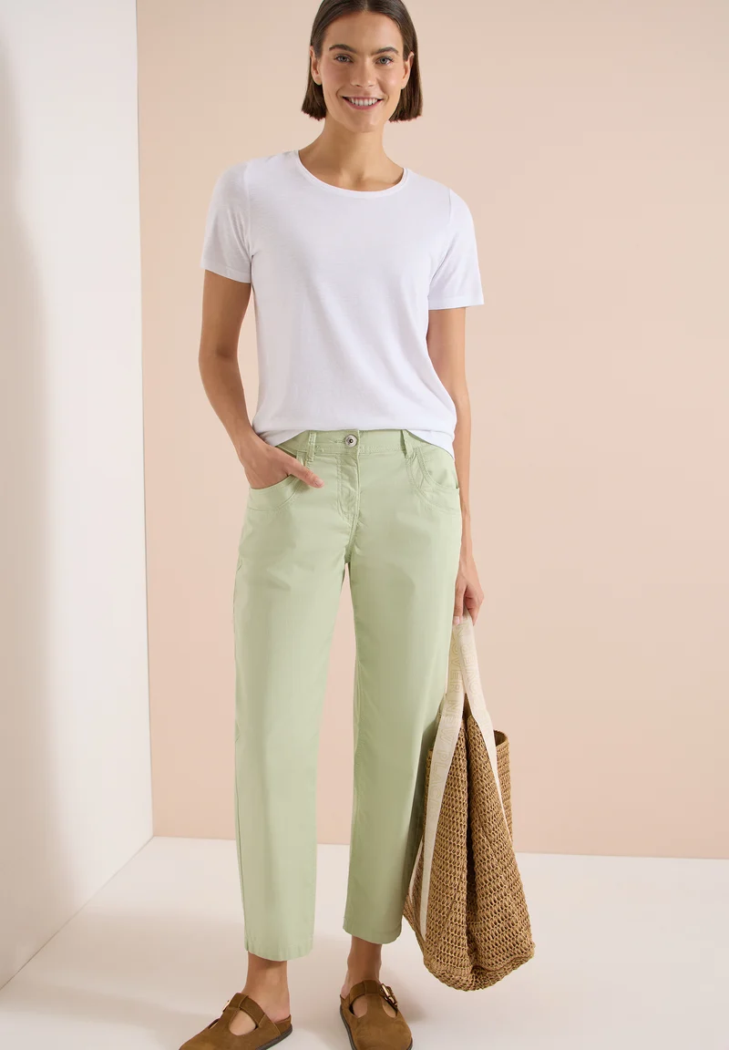 CECIL - Barrel Leg Hose in Papertouch Qualität - Farbe: raw matcha lime