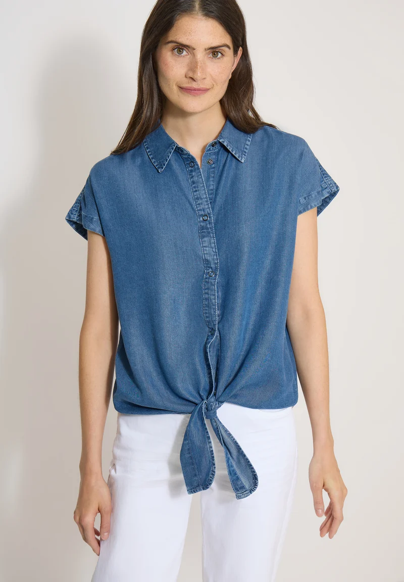 CECIL - Dropped Shoulder Hemdbluse im Denim-Look - Farbe: mid blue wash