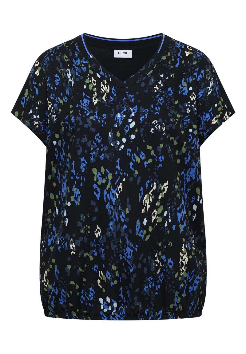 CECIL - Kurzarm Blusenshirt mit Strukturmix - Farbe: urban dark blue