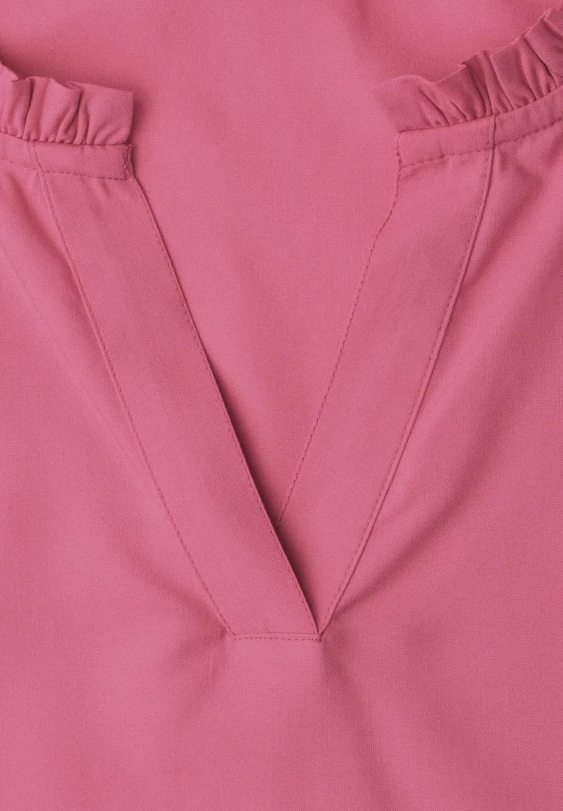 Street One - Blusenshirt mit Split Neck und Volant-Ãrmeln - Farbe: blush berry