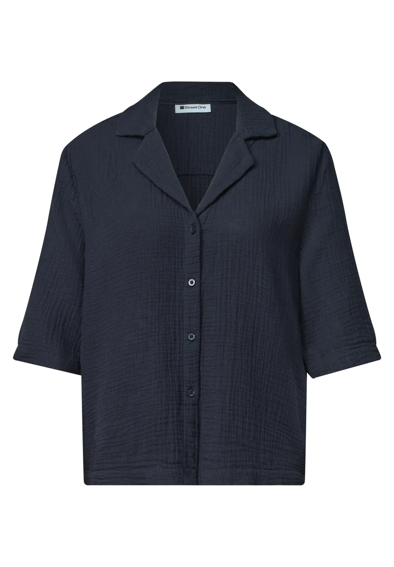Street One - Musselin Bluse mit Bowling-Kragen - Farbe: darkest blue