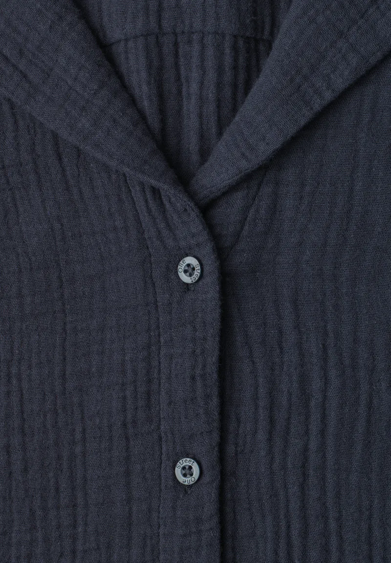 Street One - Musselin Bluse mit Bowling-Kragen - Farbe: darkest blue