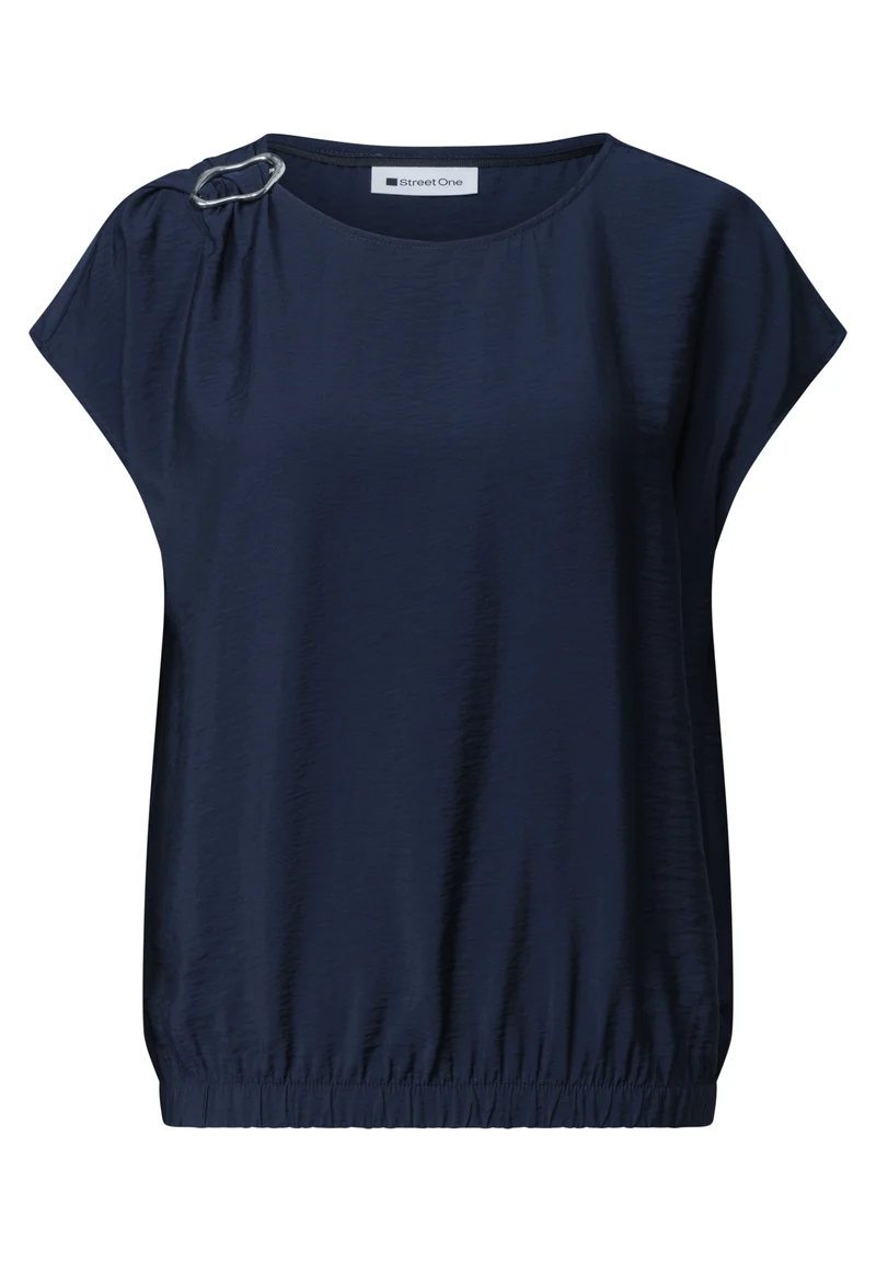 Street One - Blusenshirt mit Rundhals und Schnallendetail - Farbe: darkest blue