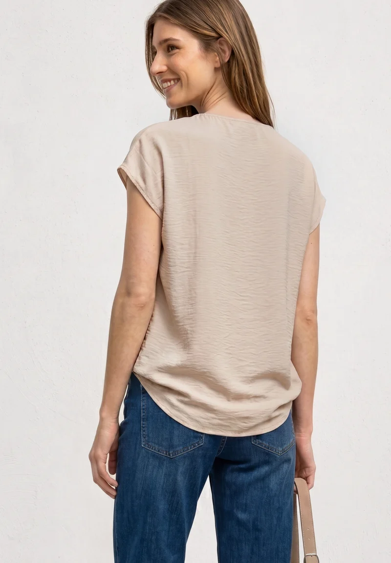 Street One - Blusenshirt mit Rundhals und Schnallendetail - Farbe: clay sand