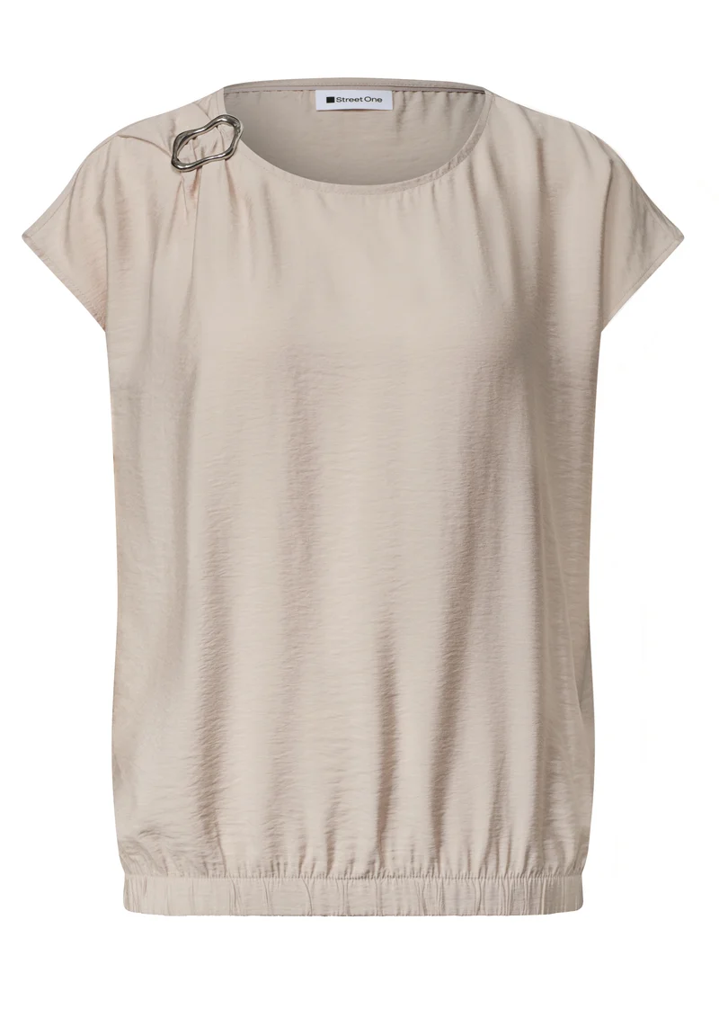 Street One - Blusenshirt mit Rundhals und Schnallendetail - Farbe: clay sand