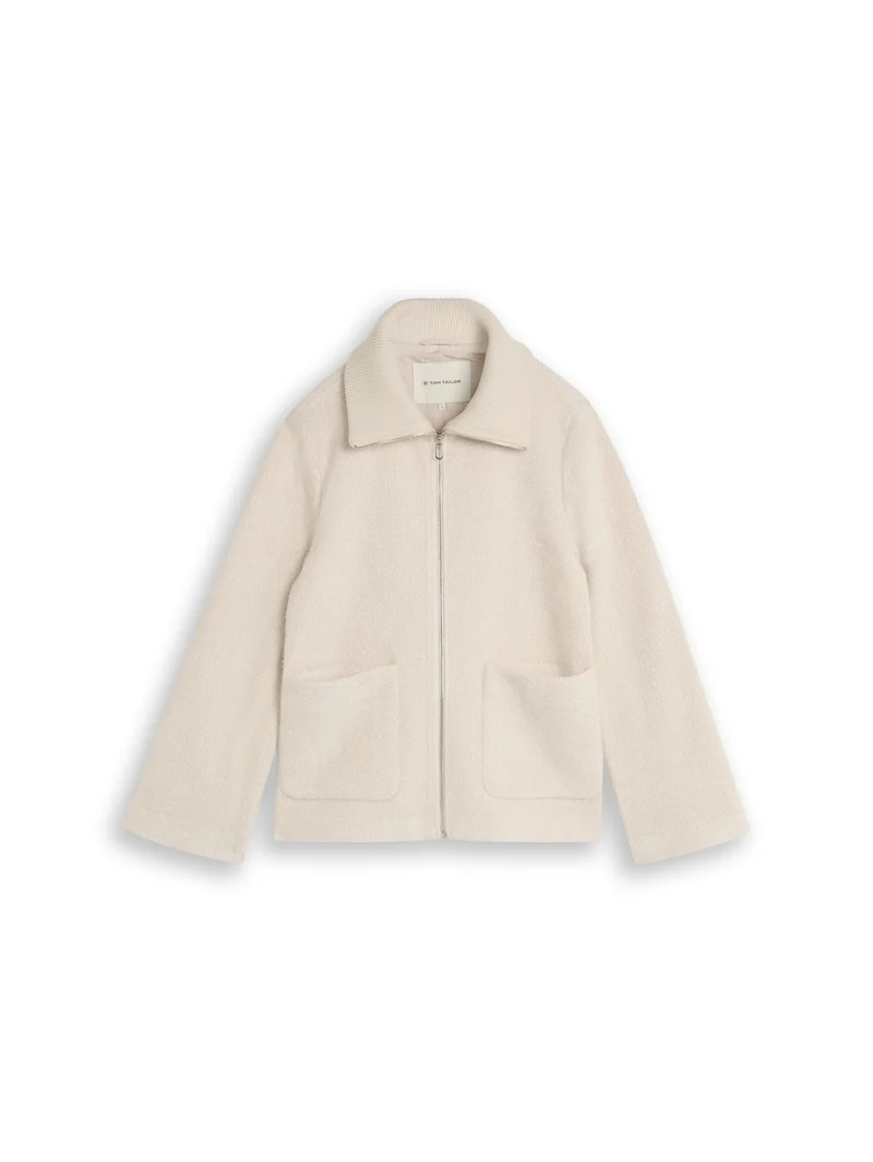 structured cosy jacket, cold beige structure