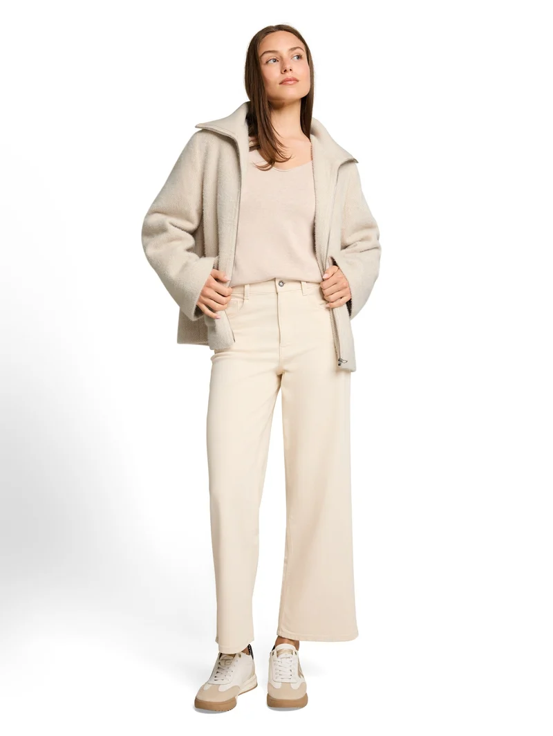 structured cosy jacket, cold beige structure