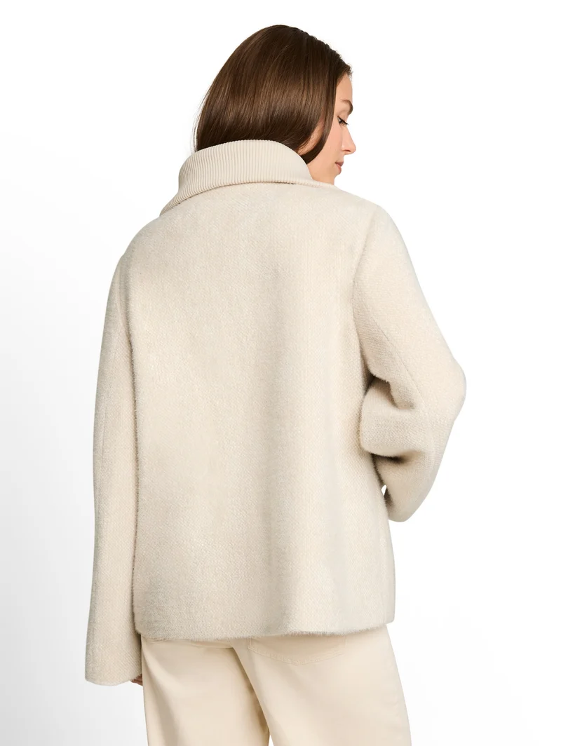 structured cosy jacket, cold beige structure