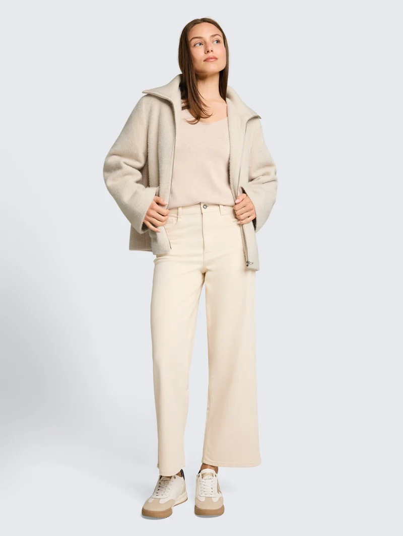 structured cosy jacket, cold beige structure
