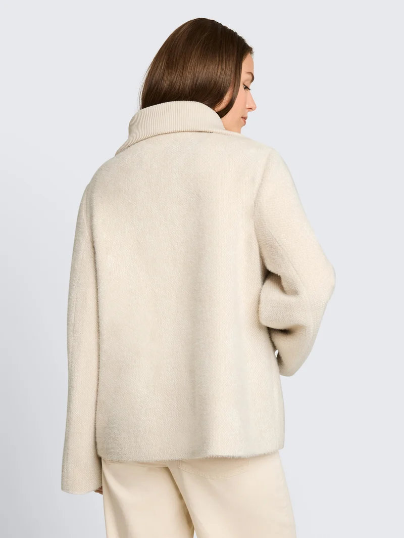 structured cosy jacket, cold beige structure
