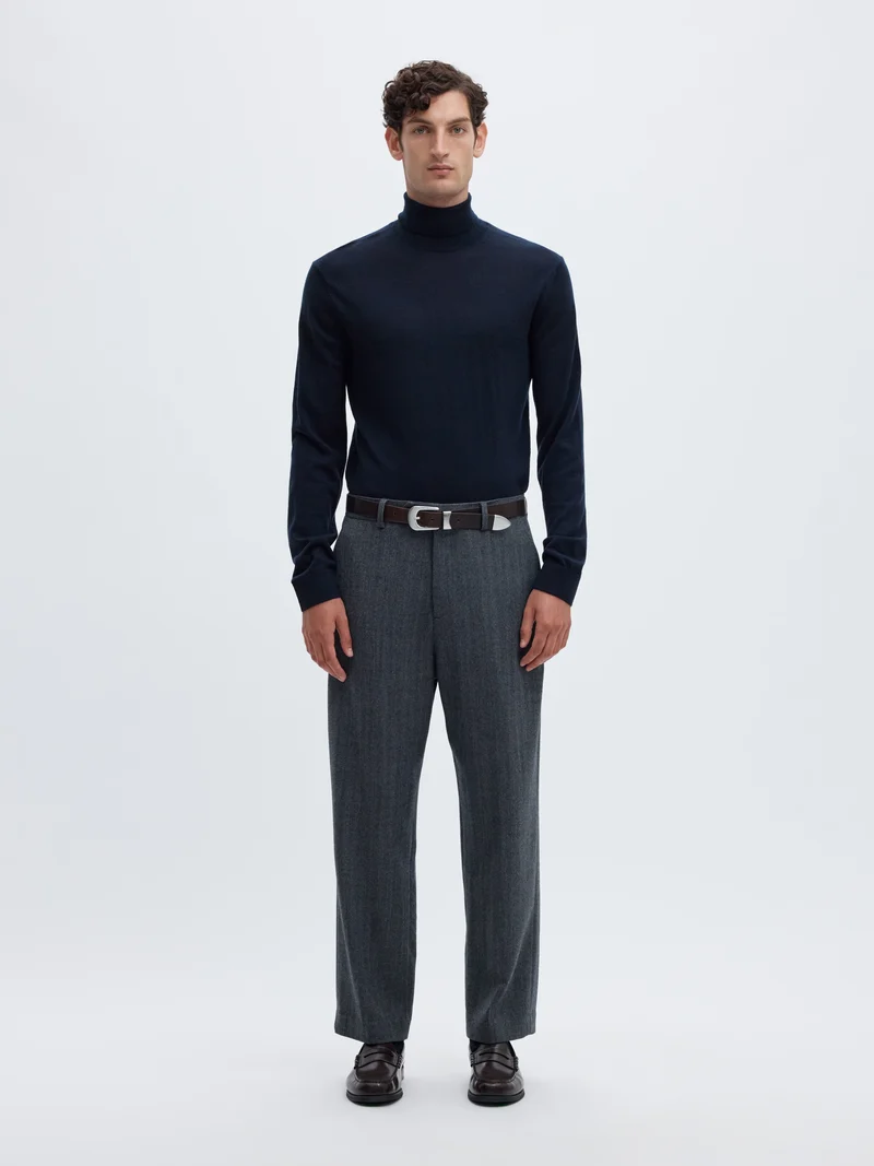 SLMTRAY LS KNIT MERINO ROLL NECK NO, Navy Blazer